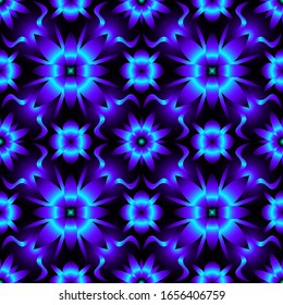 Seamless endless repeating ornament of blue shades