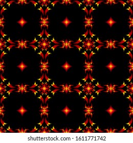 Seamless endless repeating ornament of red, orange, yellow and brown shades