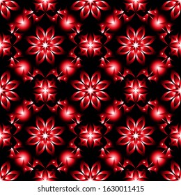 Seamless endless repeating ornament of red, orange, yellow and brown shades	