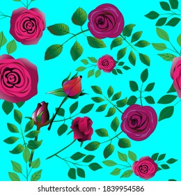 Seamless, endless, roses vector pattern.