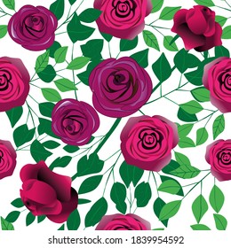 Seamless, endless, roses vector pattern.