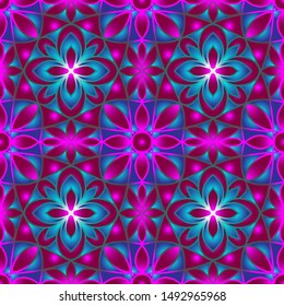 Seamless endless vector repeating multicolored bright ornament of different colors