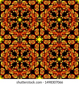 Seamless endless vector repeating multicolored bright ornament of different colors