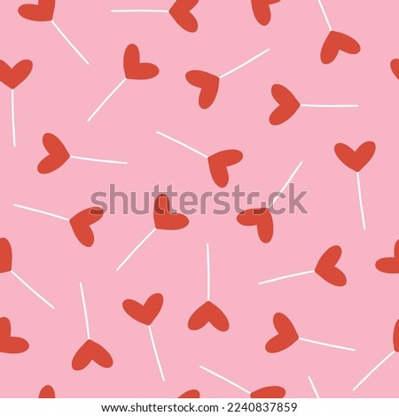 Seamless endless vintage retro pattern with lollipops candy for printing valentines day products, wrapping paper, fabrics, textile, wallpaper, cards, present, gift boxes on light pink background