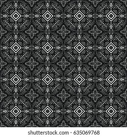 Seamless engraving abstract monochrome pattern. Texture for certificate or diploma, currency and money design. Single-leaf woodcut, xylography, printmaking. Vector Illustration