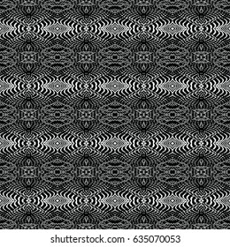 Seamless engraving abstract monochrome pattern. Texture for certificate or diploma, currency and money design. Single-leaf woodcut, xylography, printmaking. Vector Illustration