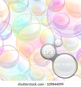 Seamless eps10 vector pattern background texture made of colorful soap bubbles