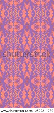 Seamless ethic grunge pattern. Pink purple and yellow color. Eye-catching and visually striking. Ethnic motifs with cultural influence. Ideal for fabric textiles, stationery, home decor, fashion.