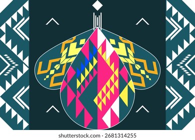 Projeto de arte étnica sem costura Continuando o padrão de tecido local, flor geométrica, tecido tribal ameríndio, usado para tapetes de tecelagem, papel de parede de ilustração vetorial, bordados, cartões, scrapbooks.