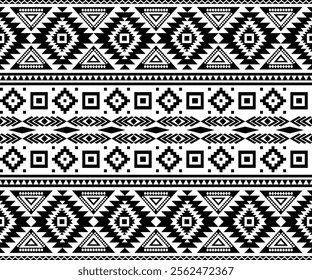 Seamless ethnic aztec pattern in black and white. Vector illustration.