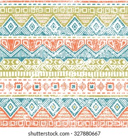 Seamless ethnic background. Geometric bright pattern. Handmade. Vintage vector illustration.