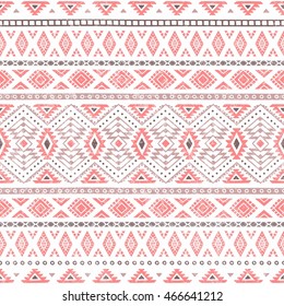 Seamless ethnic background. Geometric lines on a white background. Texture. Gray and pink elements. Doodle. Vector illustration.