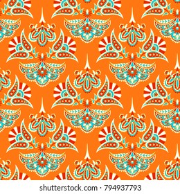 Seamless ethnic background. Vector floral  pattern