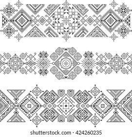 seamless ethnic borders with native american motifs, vector