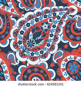 Seamless Ethnic Decorative Pattern. Paisley Vector Seamless Pattern