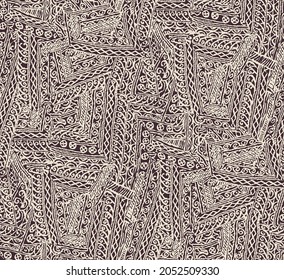 Seamless ethnic exotic print in working rotatory repeatsfor fashion and interior fabric design