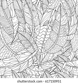 Black White Drawing Tropical Leaves Banana Stock Vector (Royalty Free ...