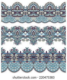 seamless ethnic floral paisley stripe pattern, border set, ukrainian tribal ornament for print or embroidery ribbon, or for the design of polygraphy or web