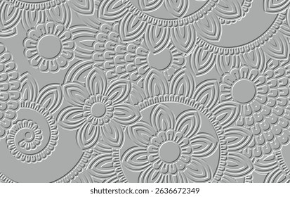 Seamless ethnic floral pattern design. Tribal geometric pattern.