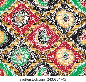Seamless Ethnic Flower and Leaves Pattern Traditional Design Vector.
Design for Wallpaper, Clothing, Wrapping, Batik, Fabric in Ethnic Themes