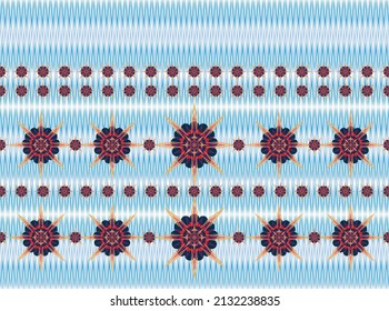 Seamless ethnic genX pattern style vector illustrator workers design yarn light blue gray yellow dark blue