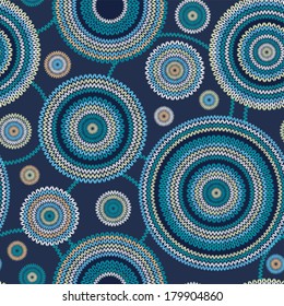 Seamless Ethnic Geometric Knitted Pattern. Style Circle Background