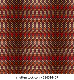 Seamless Ethnic Geometric Knitted Pattern. Style Red Pink Orange Yellow Background