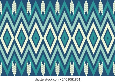 seamless Ethnic geometric pattern design for traditional clothing carpet wallpaper background uses dark blue tones