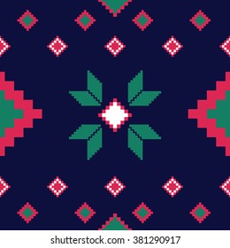 Seamless ethnic geometric pattern. Folklore rug pattern in bright colors.