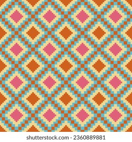 Seamless ethnic geometric pattern. Mosaic pattern. Abstract wallpaper. Fabric surface pattern. Flat design background.