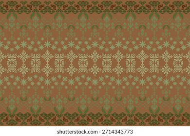 Patrón geométrico étnico sin fisuras con motivos de diamantes repetidos en tonos tierra cálidos. Diseño decorativo simétrico adecuado para textiles, telas, Fondos de pantalla y diseño de superficies.