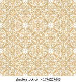 Seamless  ethnic geometric  woven  golden  pattern on white background