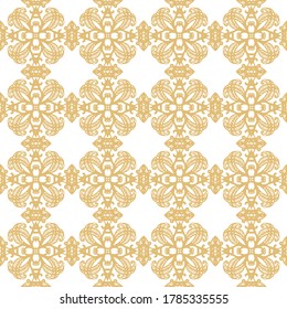 Seamless  ethnic geometric  woven  golden  pattern on white background