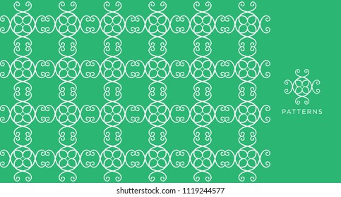 Seamless ethnic green indian pattern. For interior, card, cover, cloth, textile, fabric, batic, silk, shawl.
