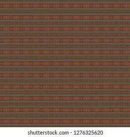 Seamless ethnic horizontal pattern vector. Design lines stripe and rhombus red, green, blue on brown background. Design print for illustrations, textile, texture, wallpaper, background, fashion. Set 6