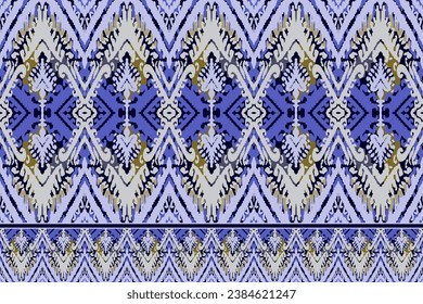 seamless ethnic ikat carpet pattern. textured abstract art background.