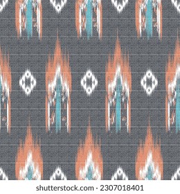 seamless Ethnic ikat chevron pattern on fabric textures background
