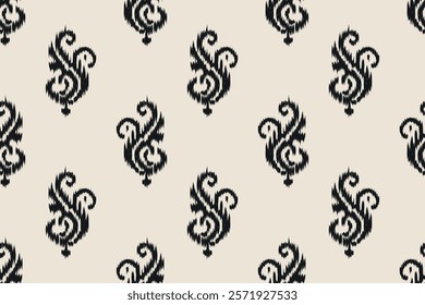 Seamless ethnic ikat pattern featuring tribal and folk embroidery combined with Mexican Aztec geometrics. Perfect for graphic art, rug design, wallpaper, wrapping and clothing.