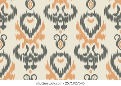 Seamless ethnic ikat pattern featuring tribal and folk embroidery combined with Mexican Aztec geometrics. Perfect for graphic art, rug design, wallpaper, wrapping and clothing.