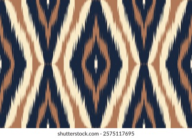 Seamless ethnic ikat pattern featuring tribal and folk embroidery combined with Mexican Aztec geometrics. Perfect for graphic art, rug design, wallpaper, wrapping and clothing.