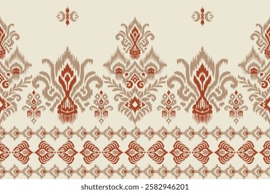Seamless ethnic ikat pattern featuring tribal and folk embroidery combined with Mexican Aztec geometrics. Perfect for graphic art, rug design, wallpaper, wrapping and clothing.