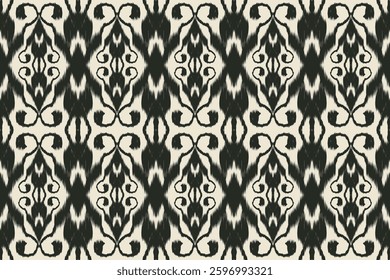 Seamless ethnic ikat pattern featuring tribal and folk embroidery combined with Mexican Aztec geometrics. Perfect for graphic art, rug design, wallpaper, wrapping and clothing.