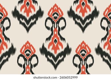 Seamless ethnic ikat pattern featuring tribal and folk embroidery combined with Mexican Aztec geometrics. Perfect for graphic art, rug design, wallpaper, wrapping and clothing.