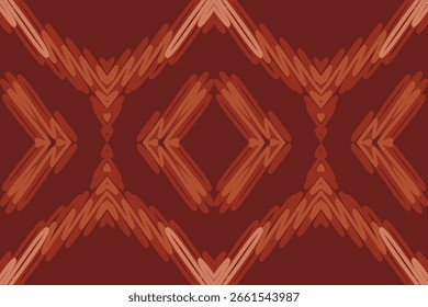 Padrão de ikat étnico sem costura com bordados tribais e folclóricos combinados com geometria asteca mexicana. Perfeito para arte gráfica, design de tapete, papel de parede, embalagem e roupas. Vetor