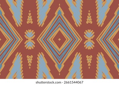 Patrón de ikat étnico sin costuras con bordados tribales y populares combinados con geometría mexicana azteca. Perfecto para el arte gráfico, diseño de alfombras, Fondo de pantalla, envoltura y ropa. Vector