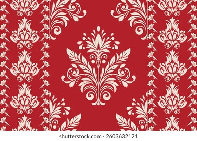 Seamless ethnic Ikat pattern inspired by tribal and folk embroidery, showcasing Aztec geometry with a Mexican flair. Perfect for graphic design, carpets, wallpapers, wrapping paper, and clothing.
