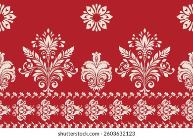 Seamless ethnic Ikat pattern inspired by tribal and folk embroidery, showcasing Aztec geometry with a Mexican flair. Perfect for graphic design, carpets, wallpapers, wrapping paper, and clothing.