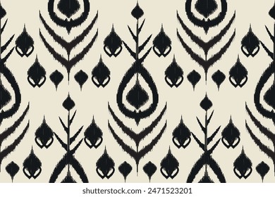 Patrón Ikat étnico sin costuras en tribal, bordado popular y geometría azteca de estilo mexicano para Artes Gráficas, Diseño de Alfombras, Fondo de pantalla, Envoltura y Vestimenta.