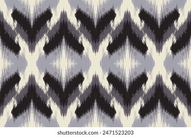 Patrón Ikat étnico sin costuras en tribal, bordado popular y geometría azteca de estilo mexicano para Artes Gráficas, Diseño de Alfombras, Fondo de pantalla, Envoltura y Vestimenta.