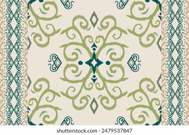 Seamless ethnic Ikat pattern in tribal, folk embroidery, and Mexican style Aztec geometry for Graphic Arts, Carpet Design, Wallpaper, Wrapping, and Clothing.